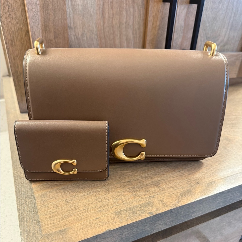 Coach Bandit shoulder bag in stone and matching Bandit card case